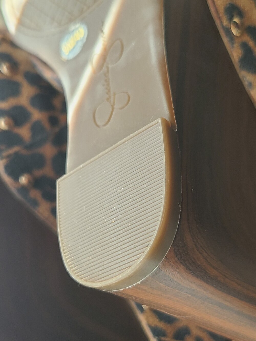 Jessica Simpson Tymina studded leopard print suede wedge sandals - Size 9 - Picture 12 of 16
